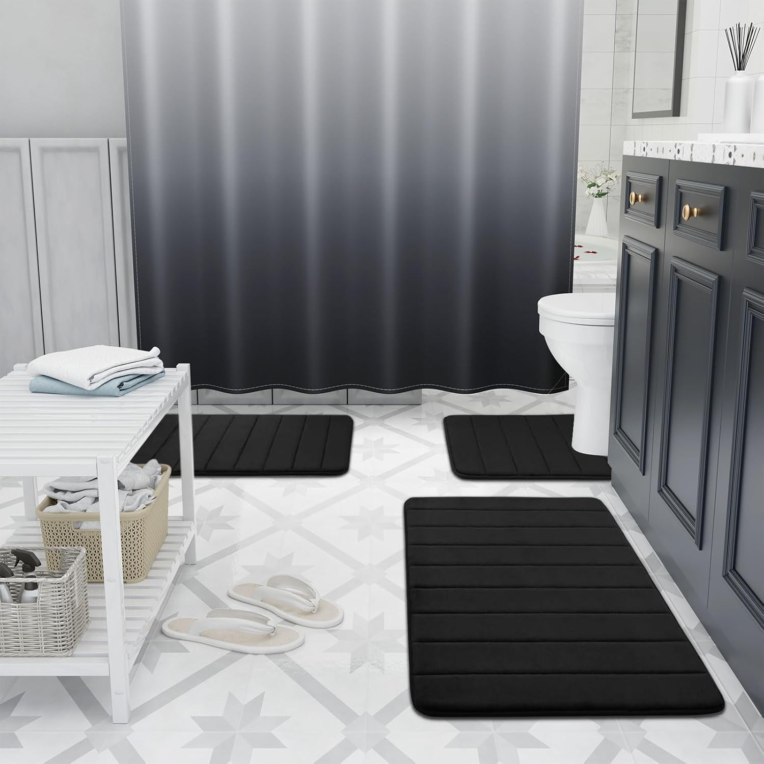 Tapetes de baño de espuma viscoelástica suaves, antideslizantes y absorbentes,...