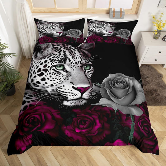 Juego de ropa de cama, matrimonial con funda de edredón con temática de safari...