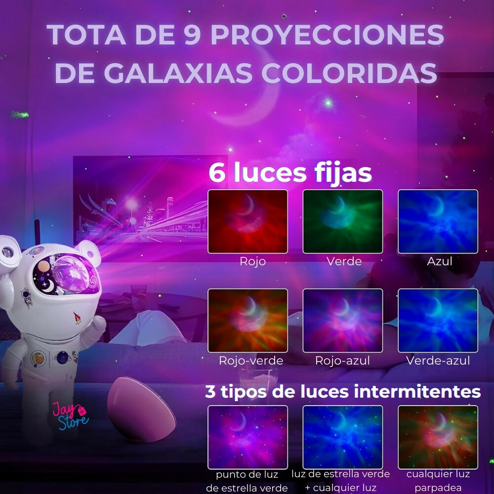 Proyector de Galaxias Nebulosas Astronauta Parlante Bluetooth