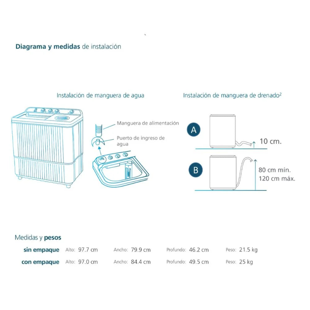 Lavadora Semiautomática Propela 13 Kg, Blanco