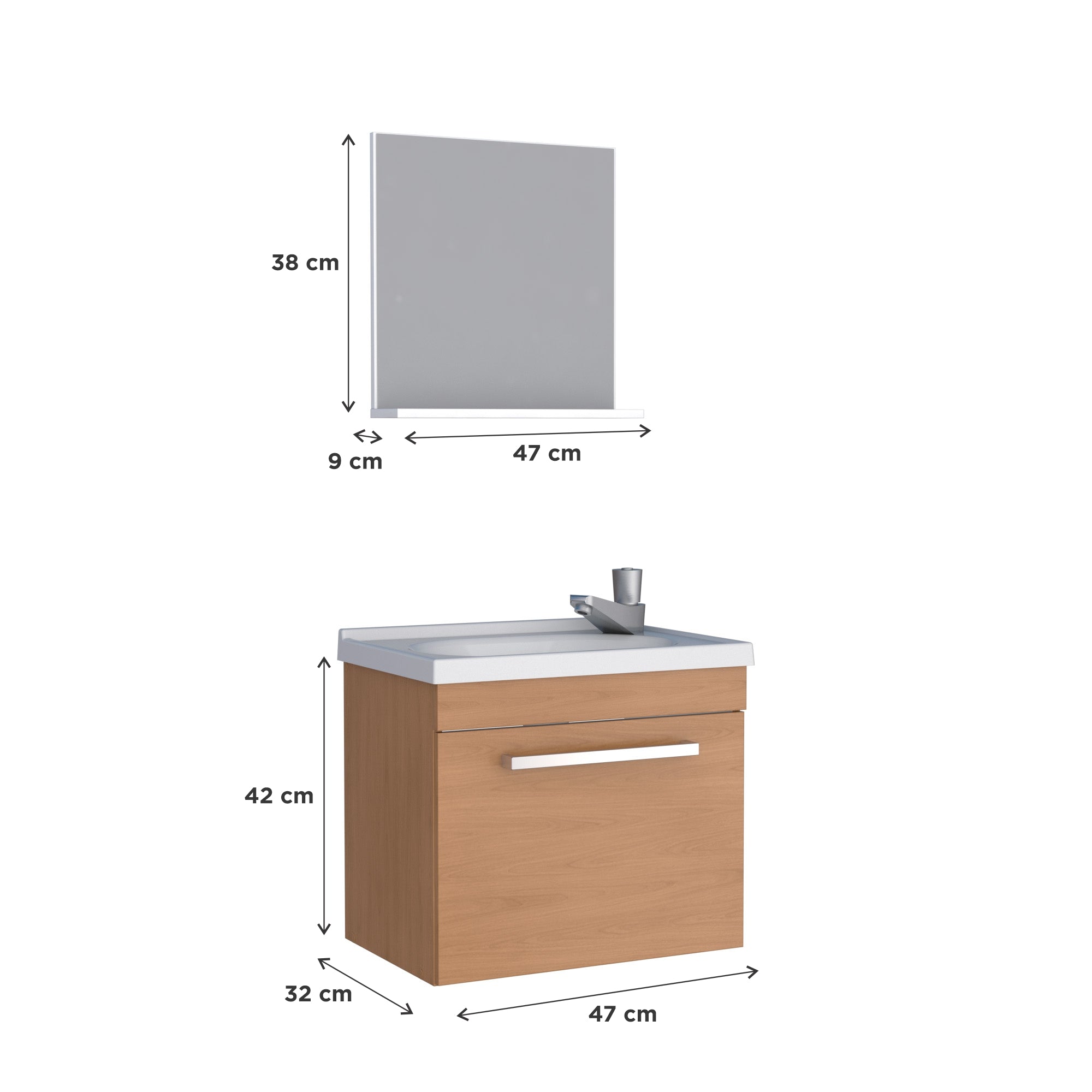 Mueble para Baño Ágata Jequitiba con Lavamanos y Espejo