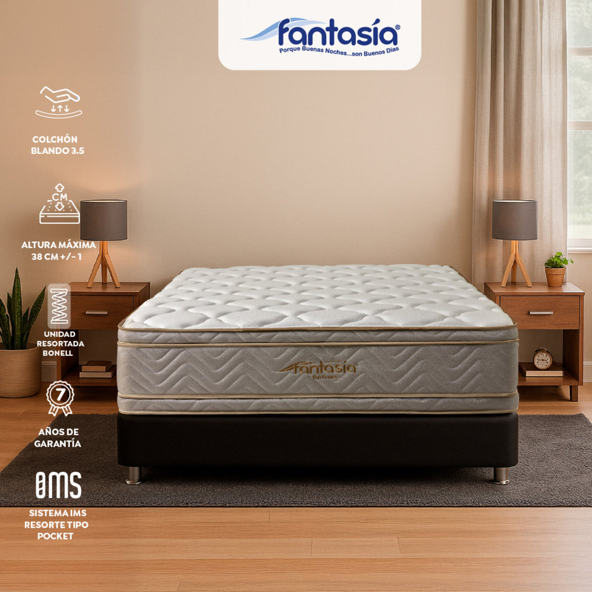 Colchón Optims Queen de 160X190 Cm Marca Fantasía