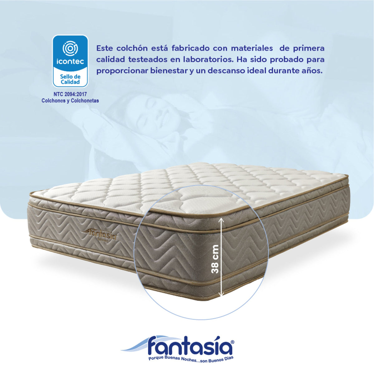 Colchón Optims Queen de 160X190 Cm Marca Fantasía