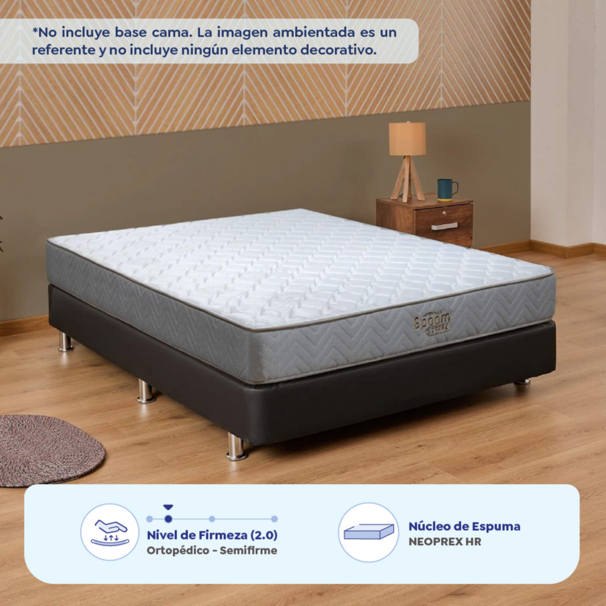 Colchón Litium Con Resorte Pillow 100X190 Cm Marca Fantasía