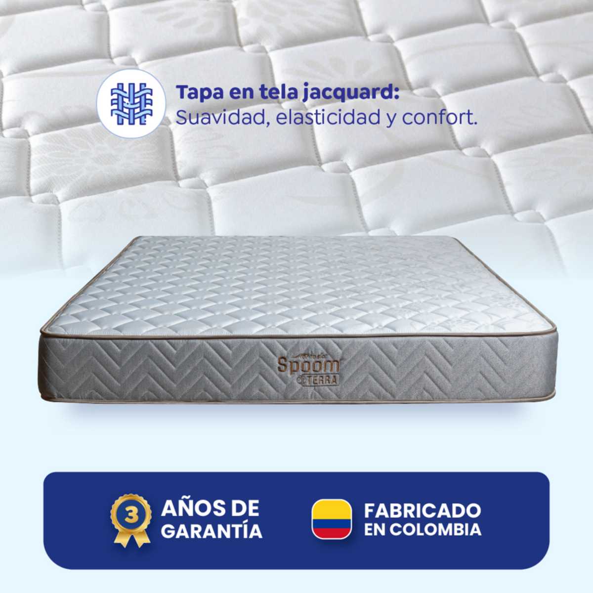 Colchón Litium Con Resorte Pillow 100X190 Cm Marca Fantasía