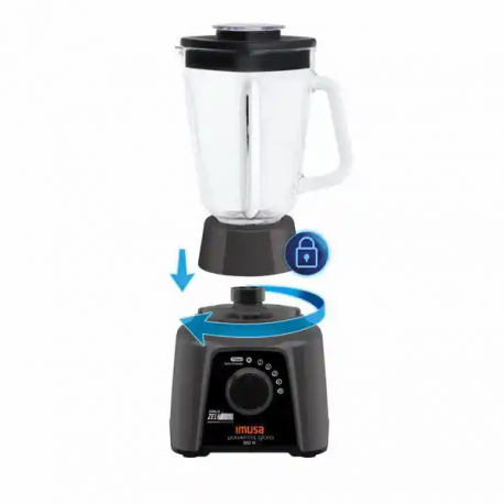 Licuadora Imusa Powermix Glass 5V, Negro