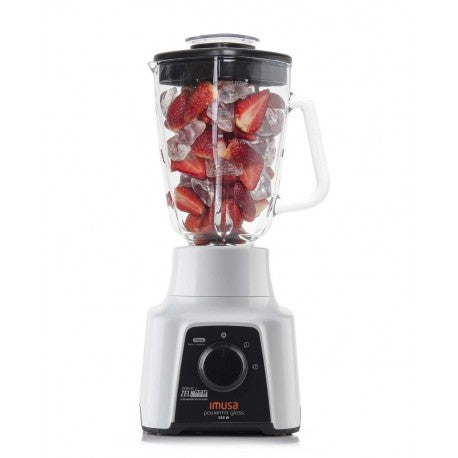 Licuadora Imusa Powermix Glass 2 Velocidades Y Función De Pulso 550 Watts, Blanco