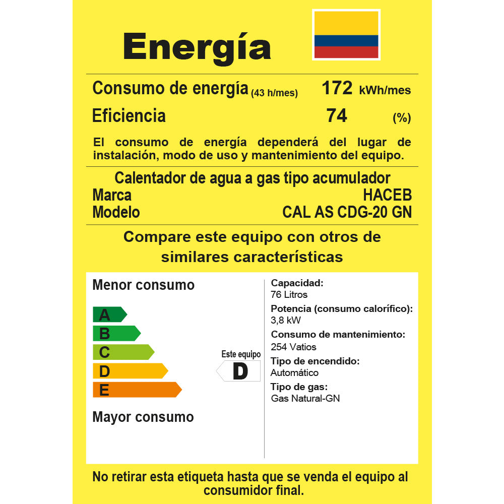 Calentador 20 Galones Acumulación Gas Natural Haceb, Blanco