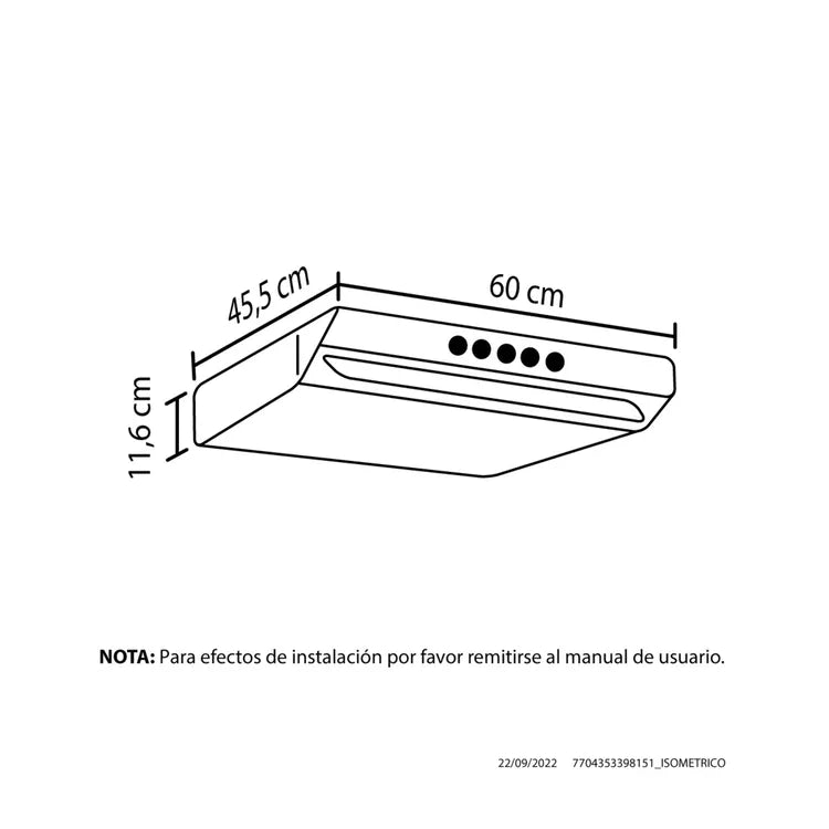 Campana Kala Inox 60 cm 3 velocidades Haceb