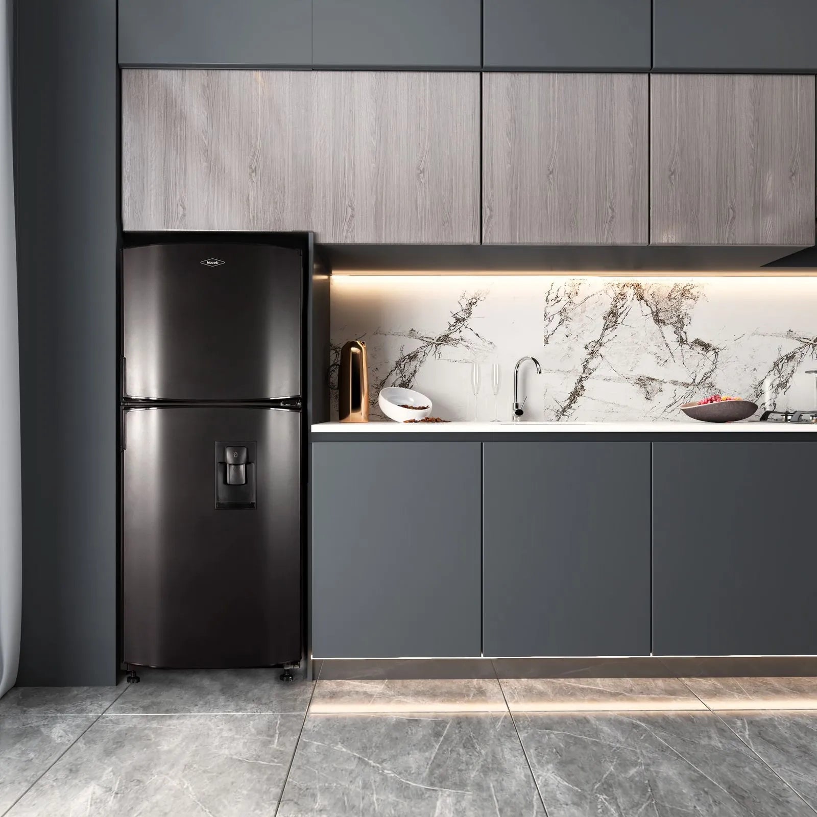 Nevera Haceb No Frost 243 Litros Manija Integrada Gris