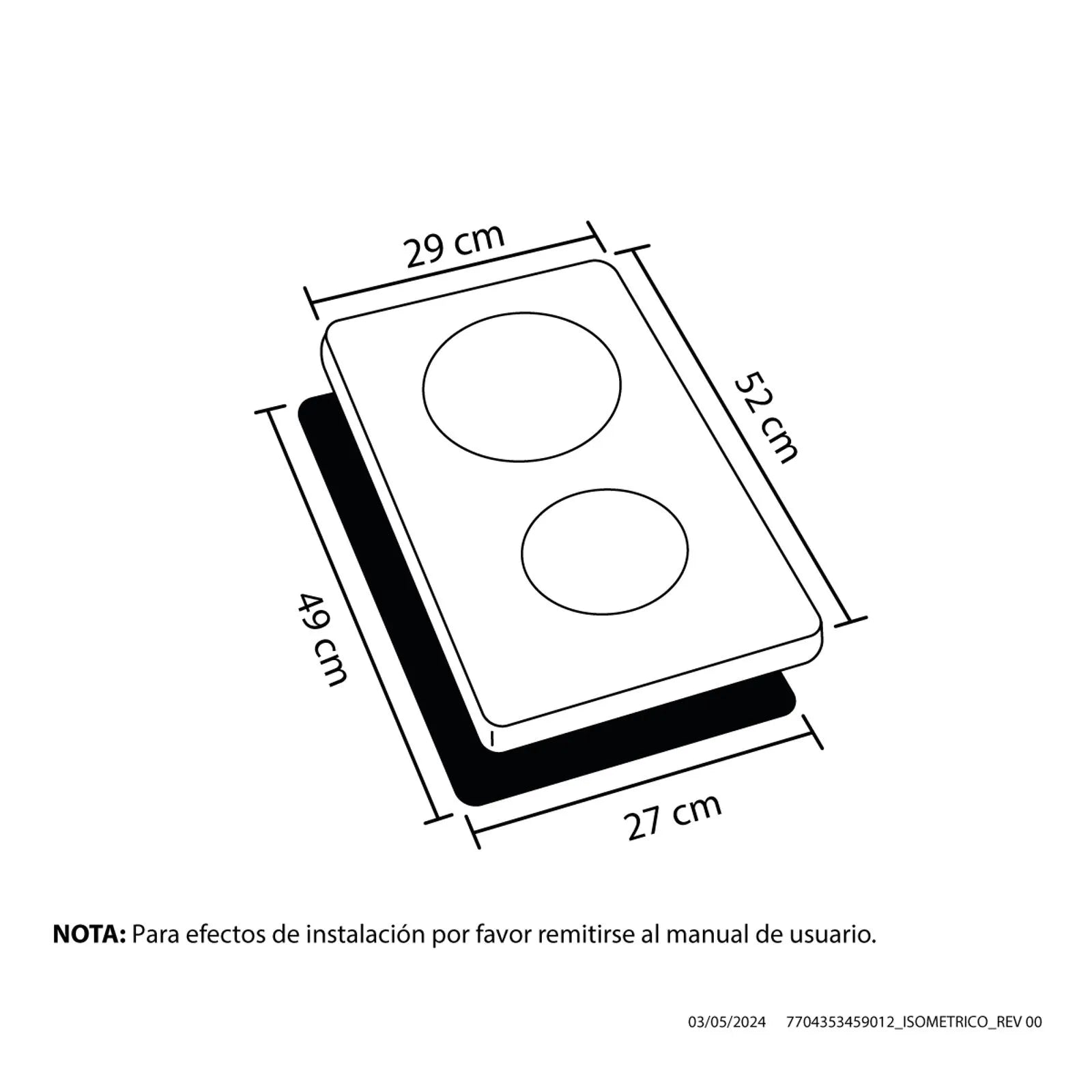 Estufa de empotrar Vitrocerámica negra 30 cm eléctrica 220V Haceb