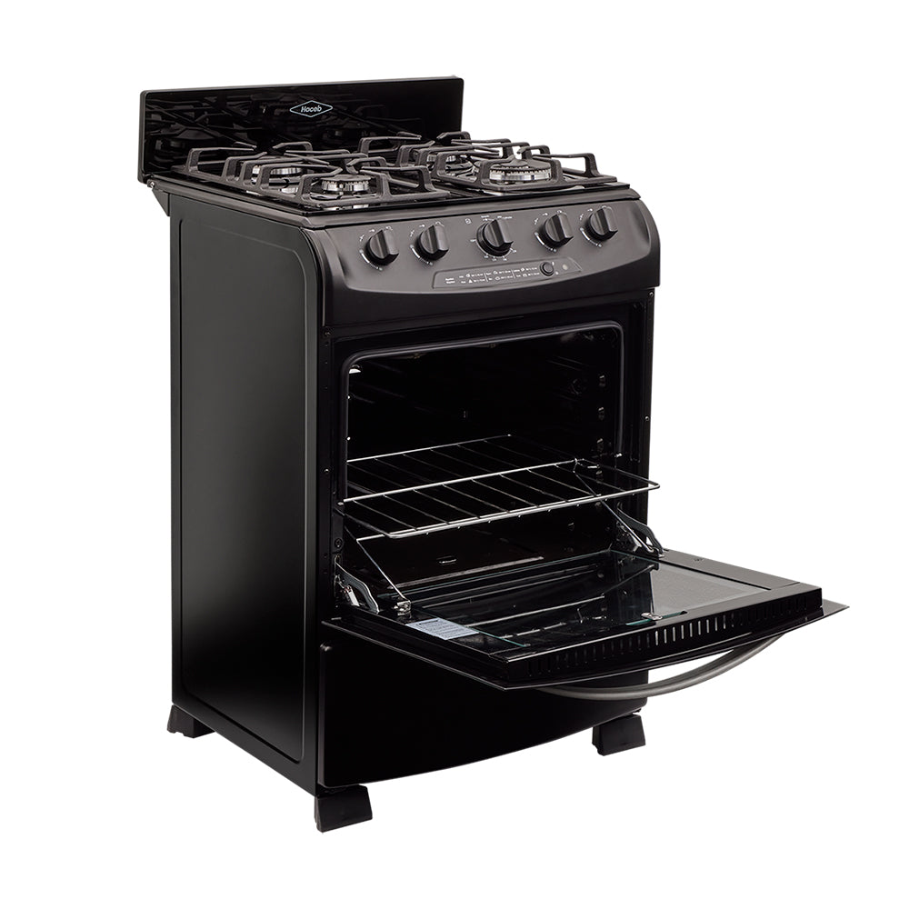 Estufa de Piso en Cristal Haceb de 60 cm Gas Propano, Negro