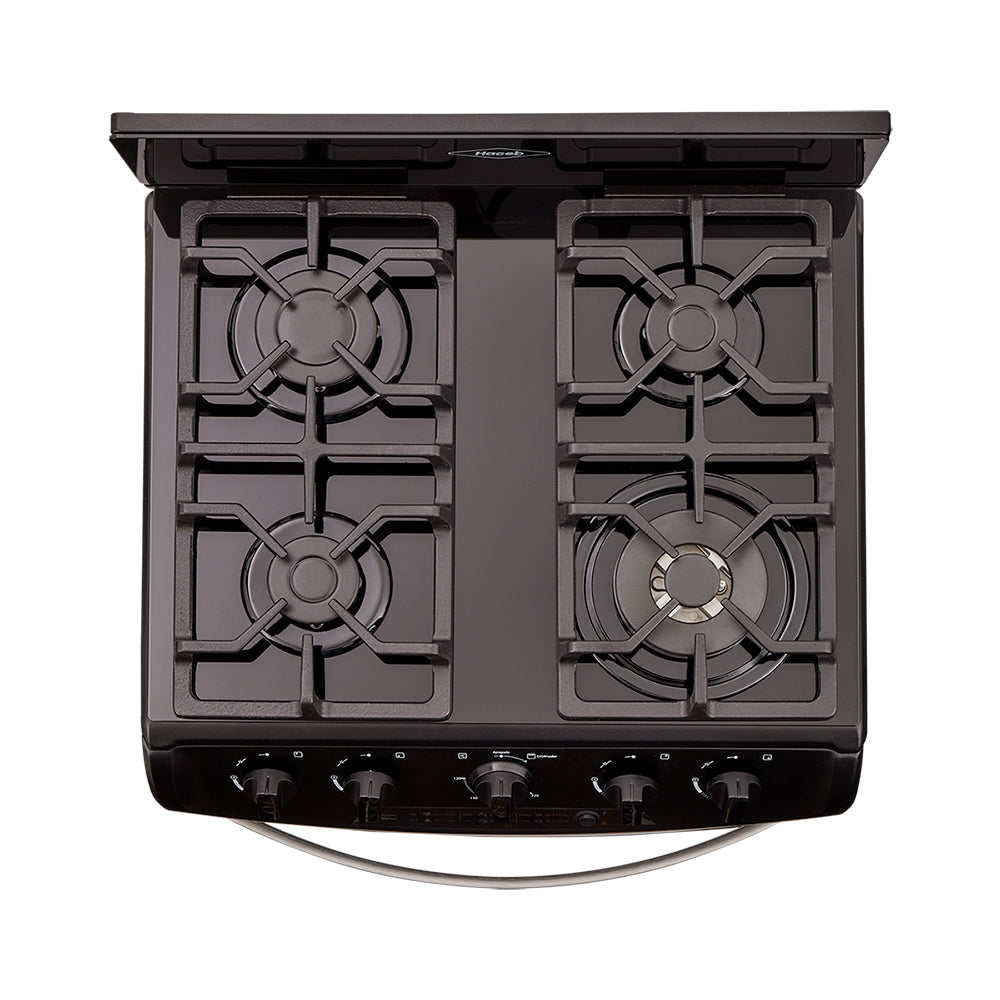 Estufa de Piso en Cristal Haceb de 60 cm Gas Propano, Negro