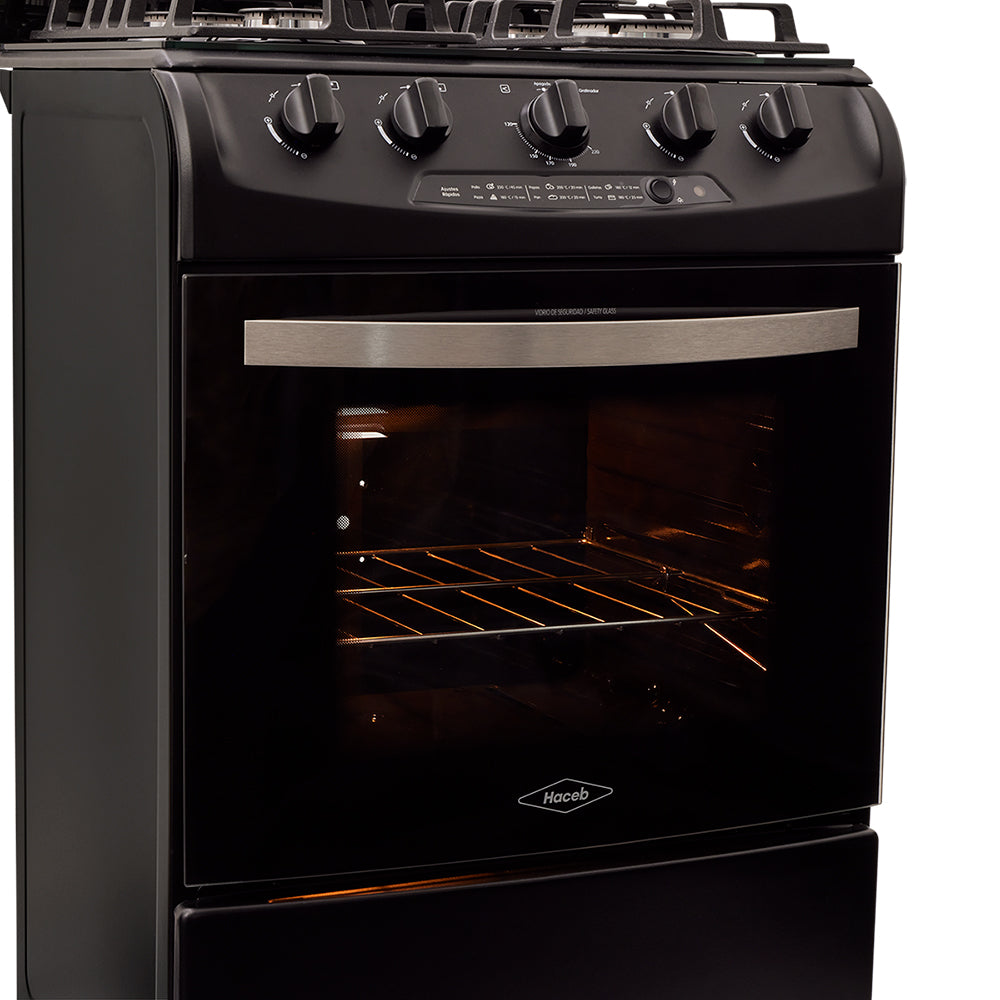 Estufa de Piso en Cristal Haceb de 60 cm Gas Propano, Negro