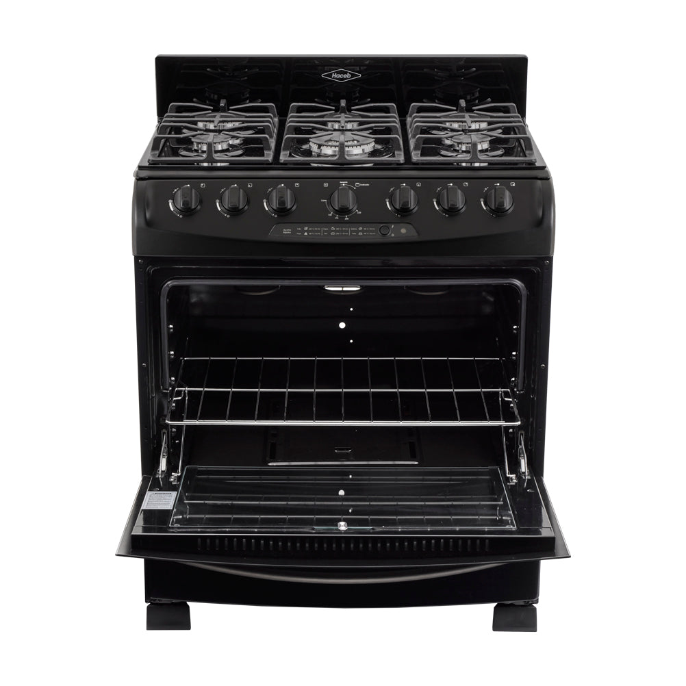 Estufa De Piso En Cristal Haceb De 76 Cm Gas Propano, Negro
