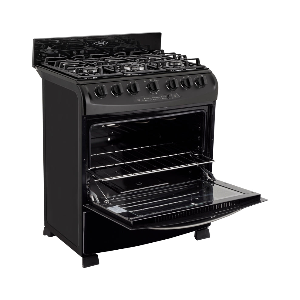 Estufa De Piso En Cristal Haceb De 76 Cm Gas Propano, Negro