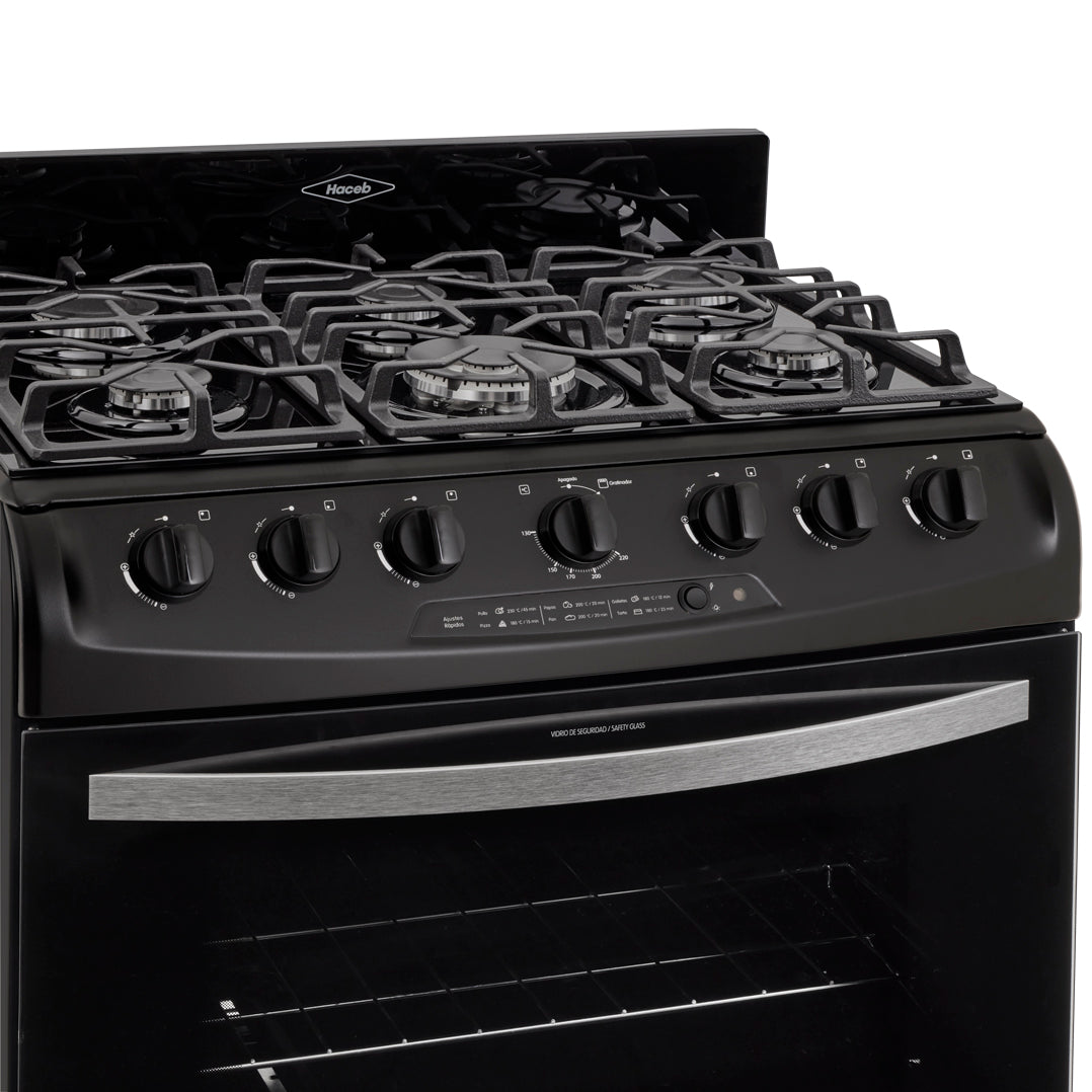 Estufa De Piso En Cristal Haceb De 76 Cm Gas Propano, Negro
