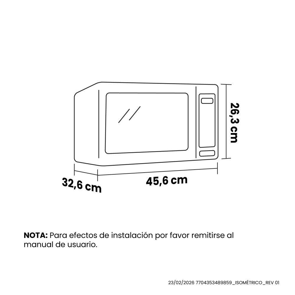 Horno Microondas 0.7  20L Tipo Push, Plateado