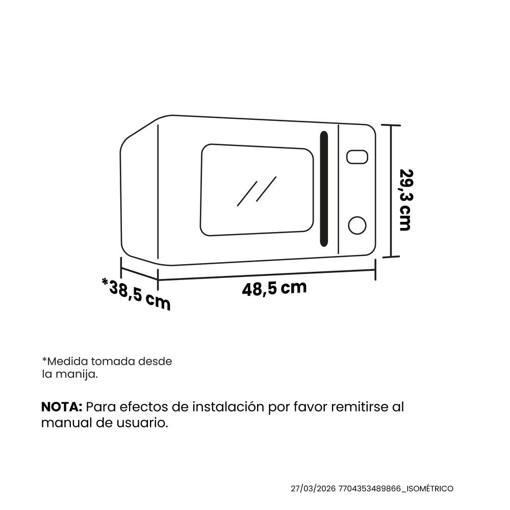 Horno Microondas Haceb 0.9  25L Con Perilla, Negro