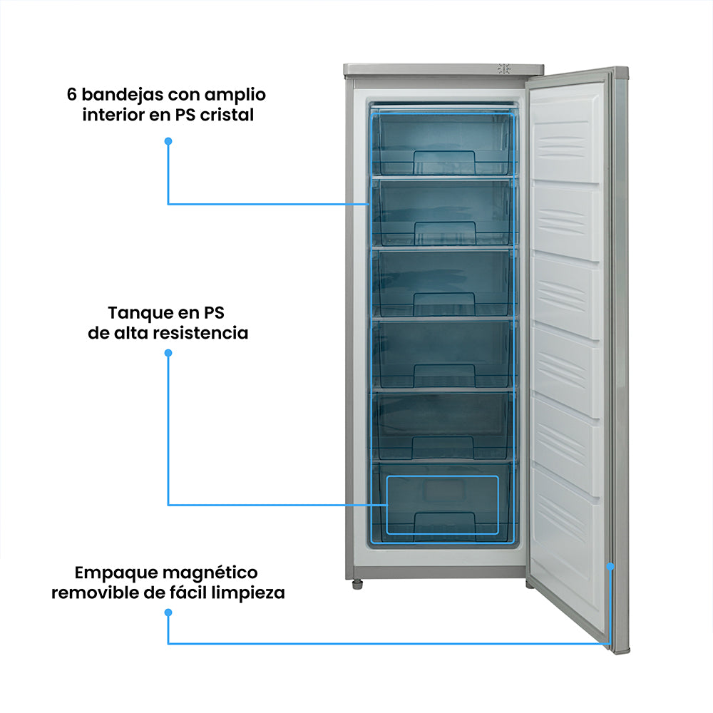 Congelador Vertical 168 Lts Challenger, Color Gris