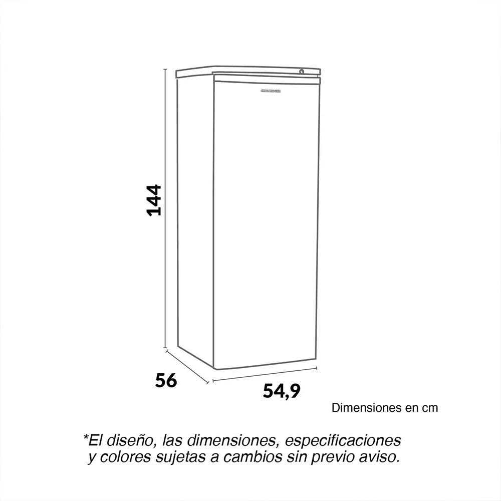 Congelador Vertical 168 Lts Challenger, Color Gris