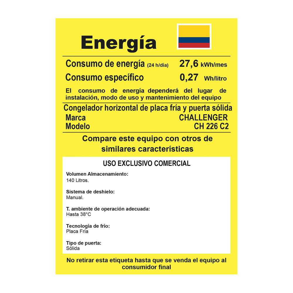 Congelador Horizontal 152 Lts Challenger , Color Blanco