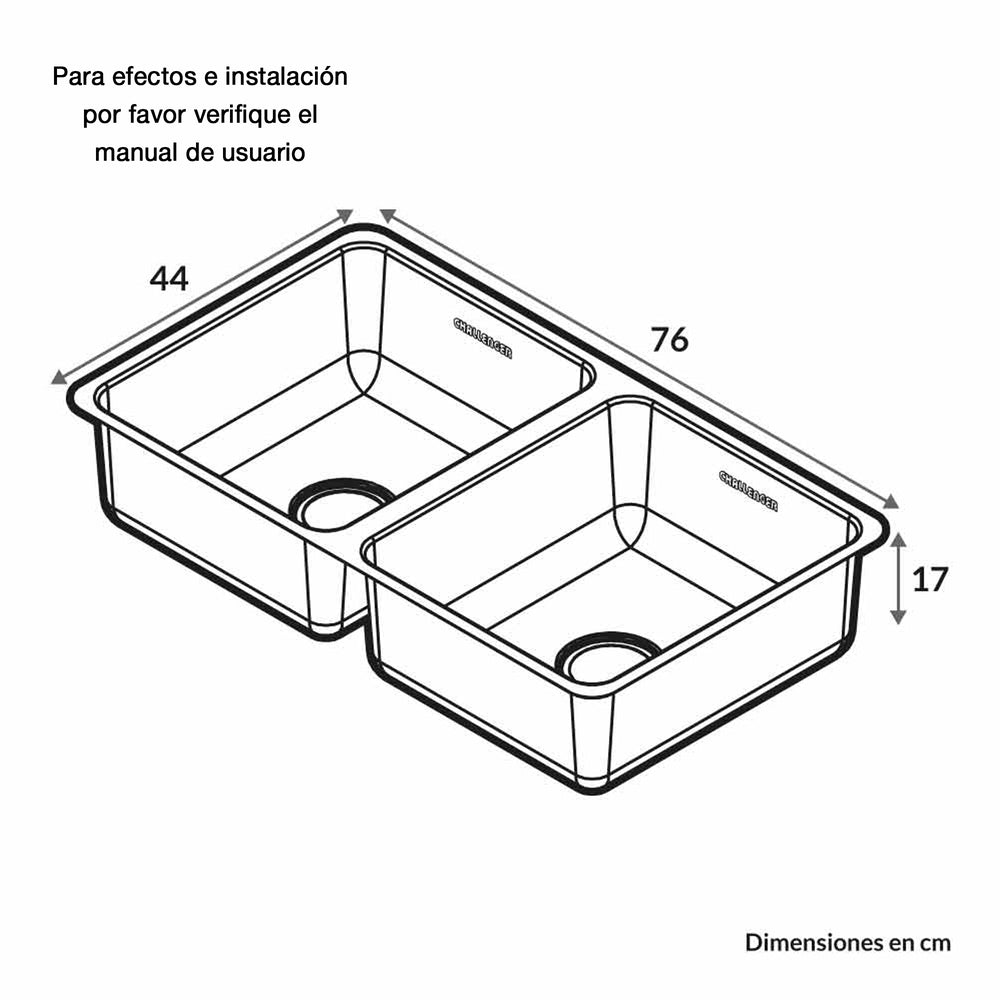 Lavaplatos de Submontar Challenger Doble 76x44, Acero