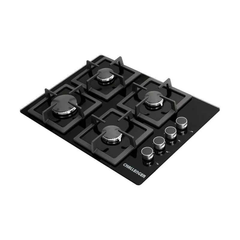 Estufa Empotrar Vidrio Negro 4 Puestos 60cm Gas Natural Challenger Sq6759