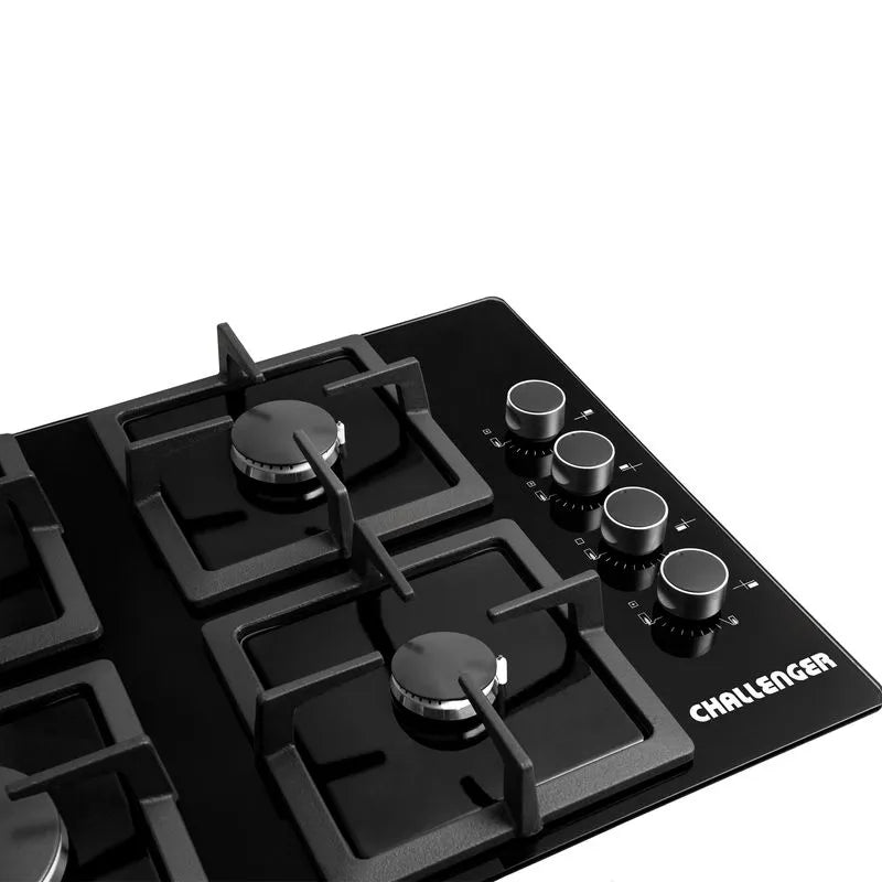 Estufa Empotrar Vidrio Negro 4 Puestos 60cm Gas Natural Challenger Sq6759