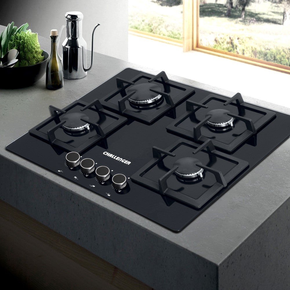 Estufa De Empotrar Challenger 60cms 4 Puestos Gas Natural, Negro