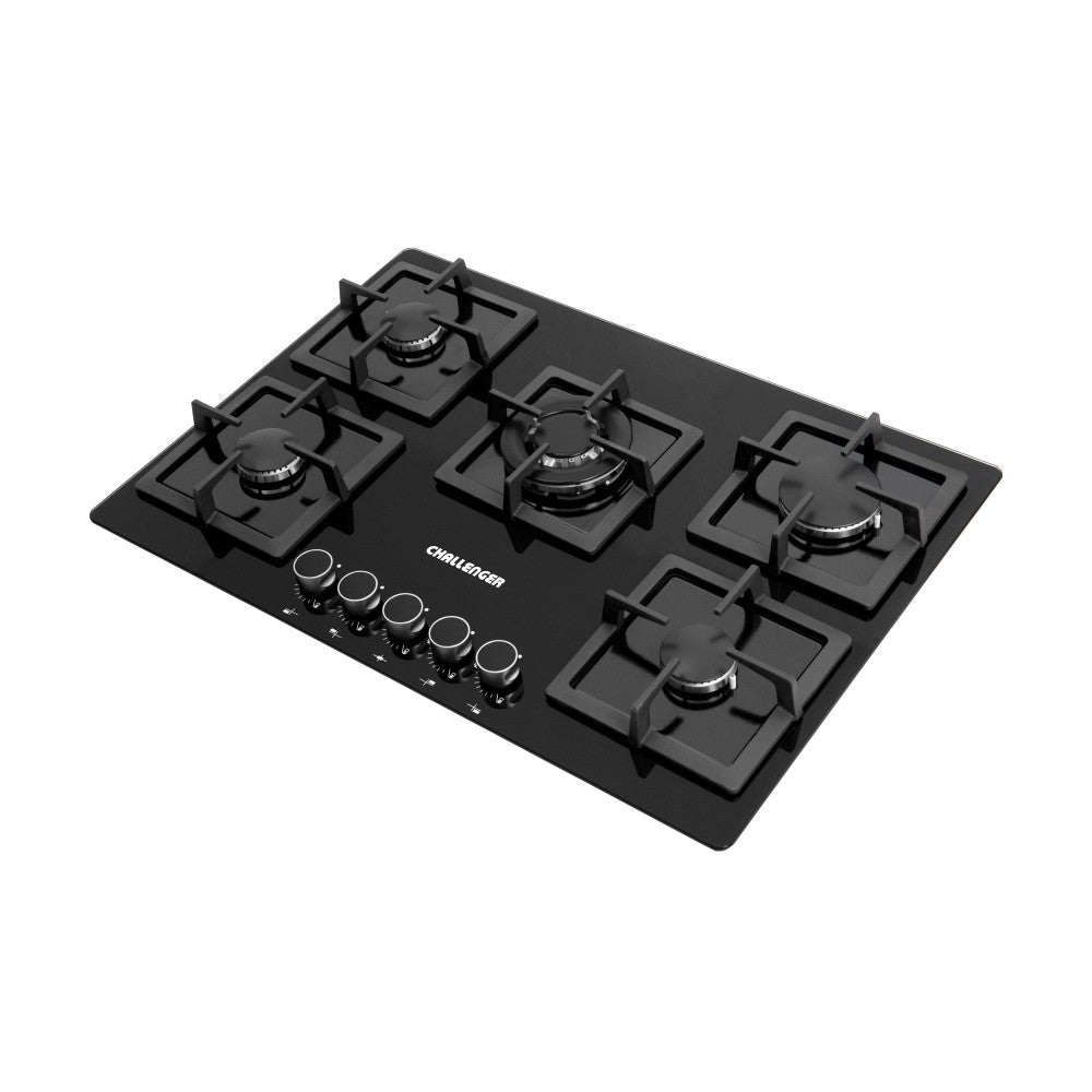 Estufa de Empotrar Challenger 76cm 5 Puestos Gas Natural, Negro