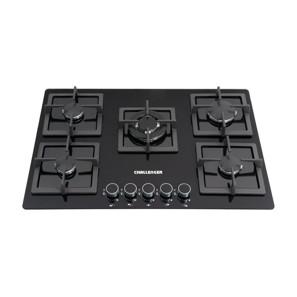 Estufa de Empotrar Challenger 76cm 5 Puestos Gas Natural, Negro