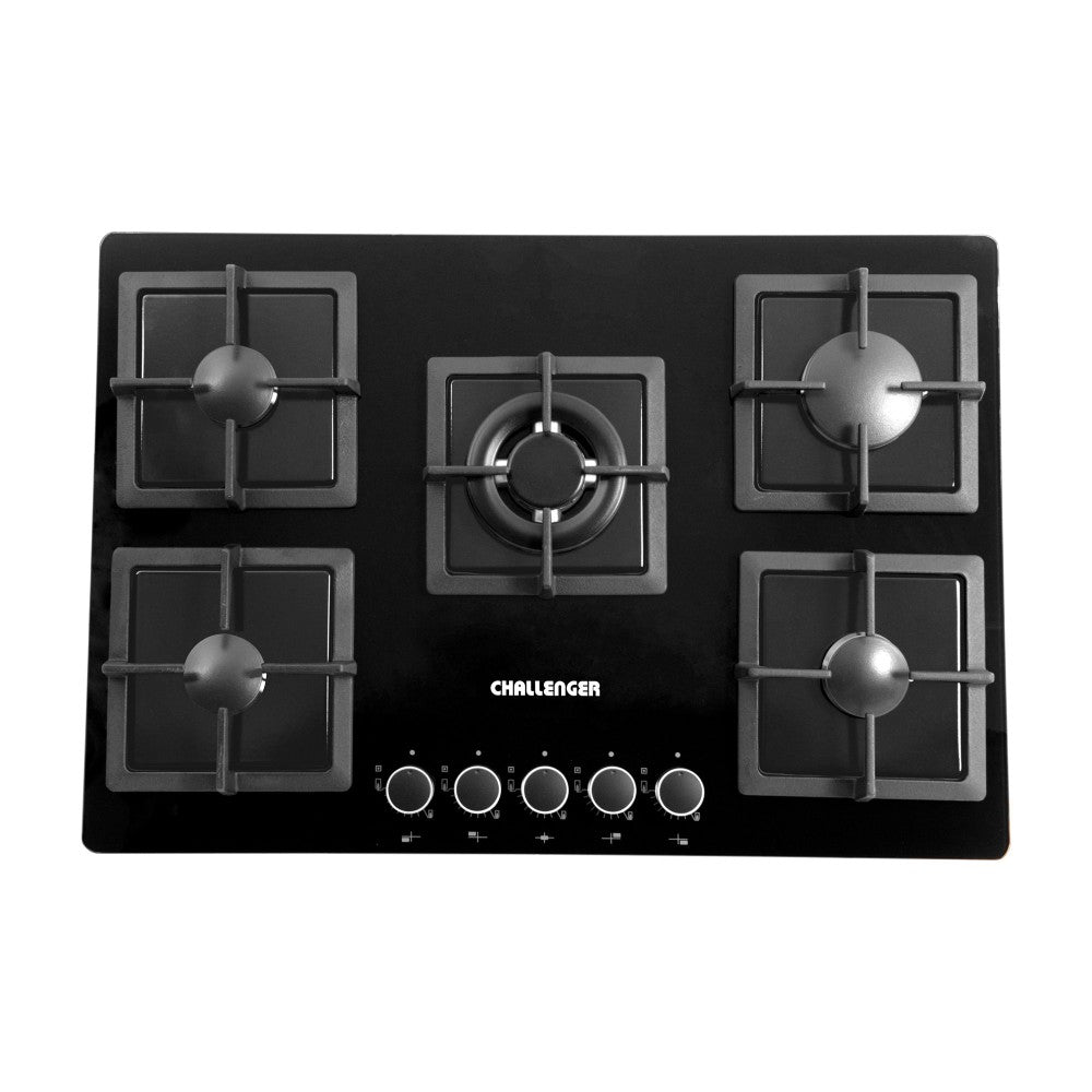 Estufa de Empotrar Challenger 76cm 5 Puestos Gas Natural, Negro