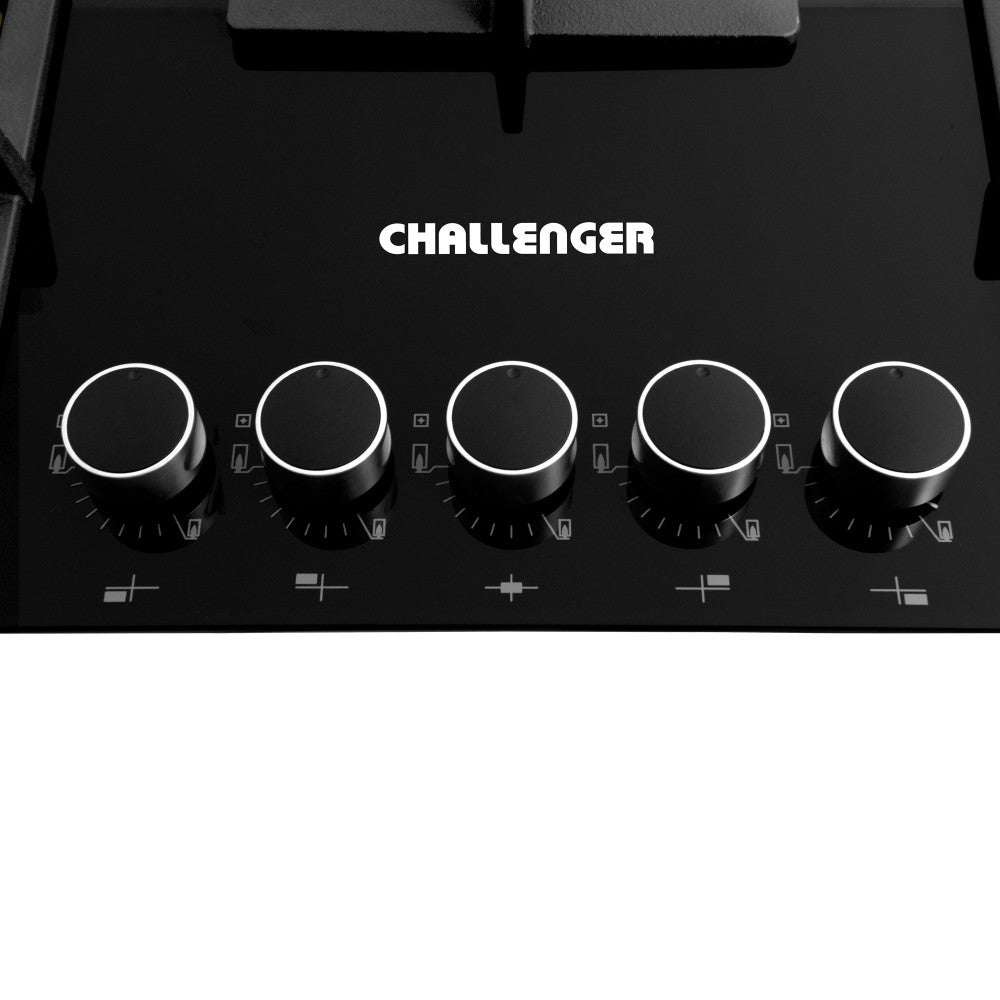 Estufa de Empotrar Challenger 76cm 5 Puestos Gas Natural, Negro