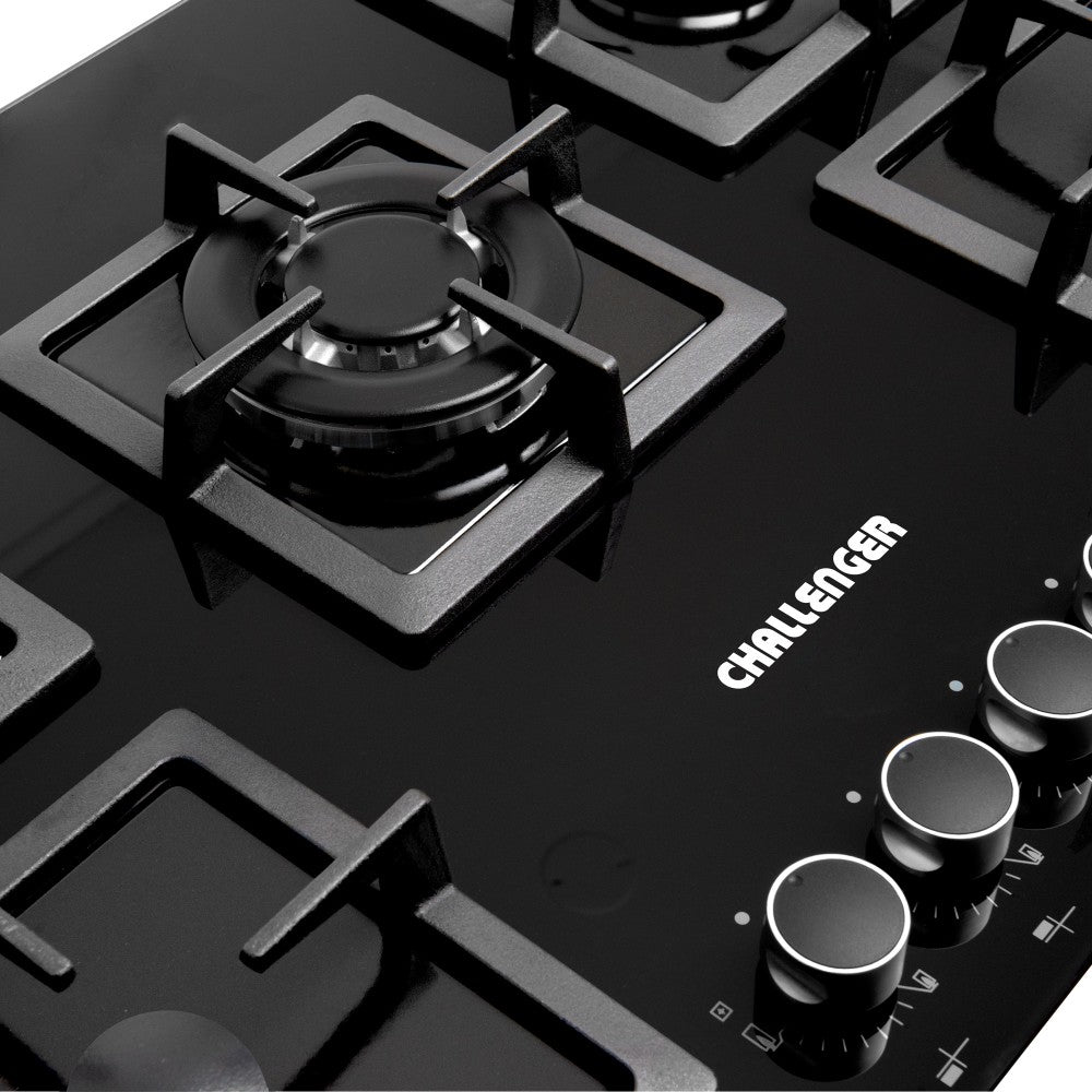 Estufa de Empotrar Challenger 76cm 5 Puestos Gas Natural, Negro