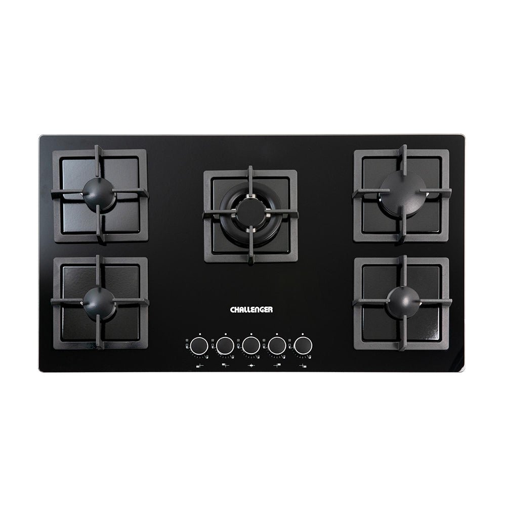 Estufa De Empotrar Challenger 91cms 5 Puestos Gas Natural, Negro