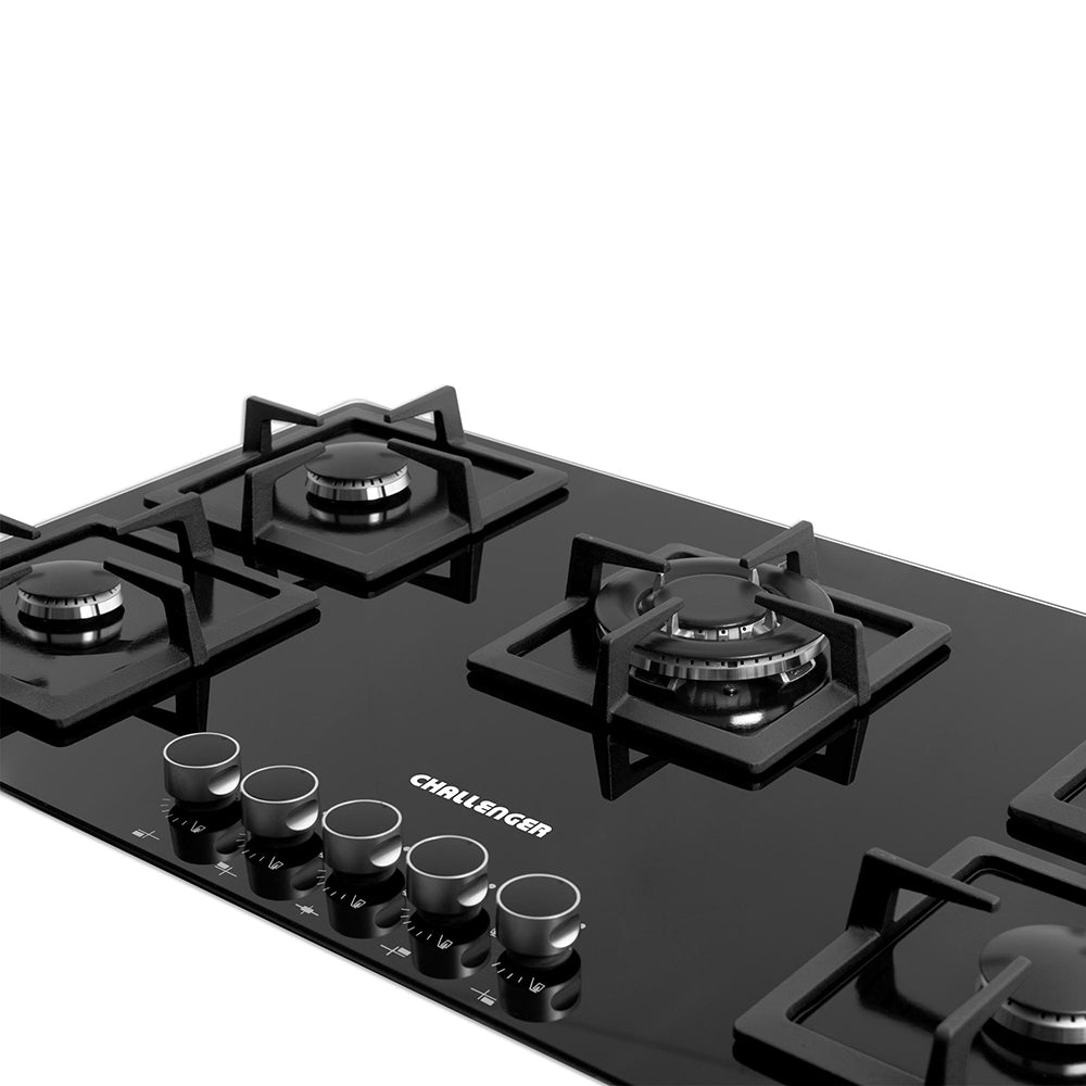 Estufa De Empotrar Challenger 91cms 5 Puestos Gas Natural, Negro