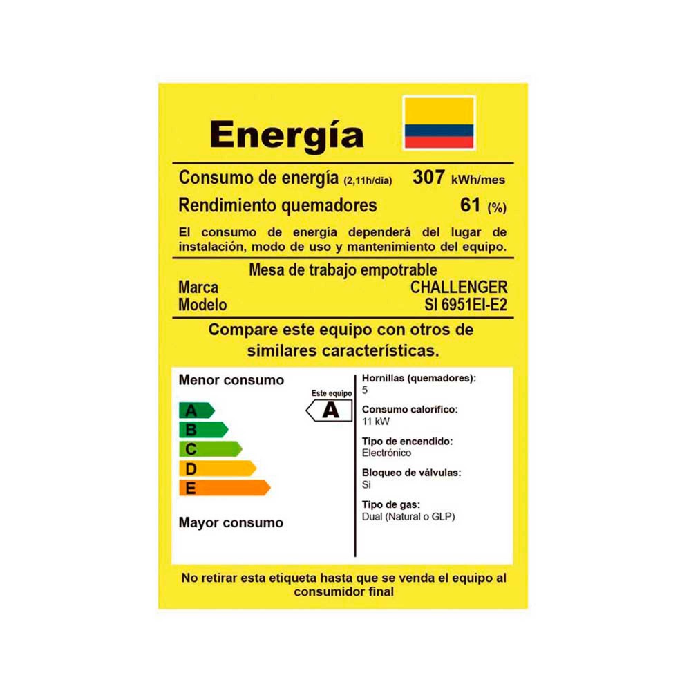 Estufa De Empotrar 5 Puestos Gas Natural, Plateado