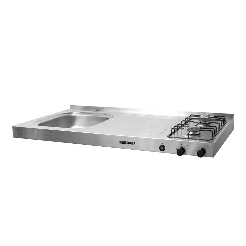 Mesón En Acero Inoxidable Con Poceta Izquierda 120 cm