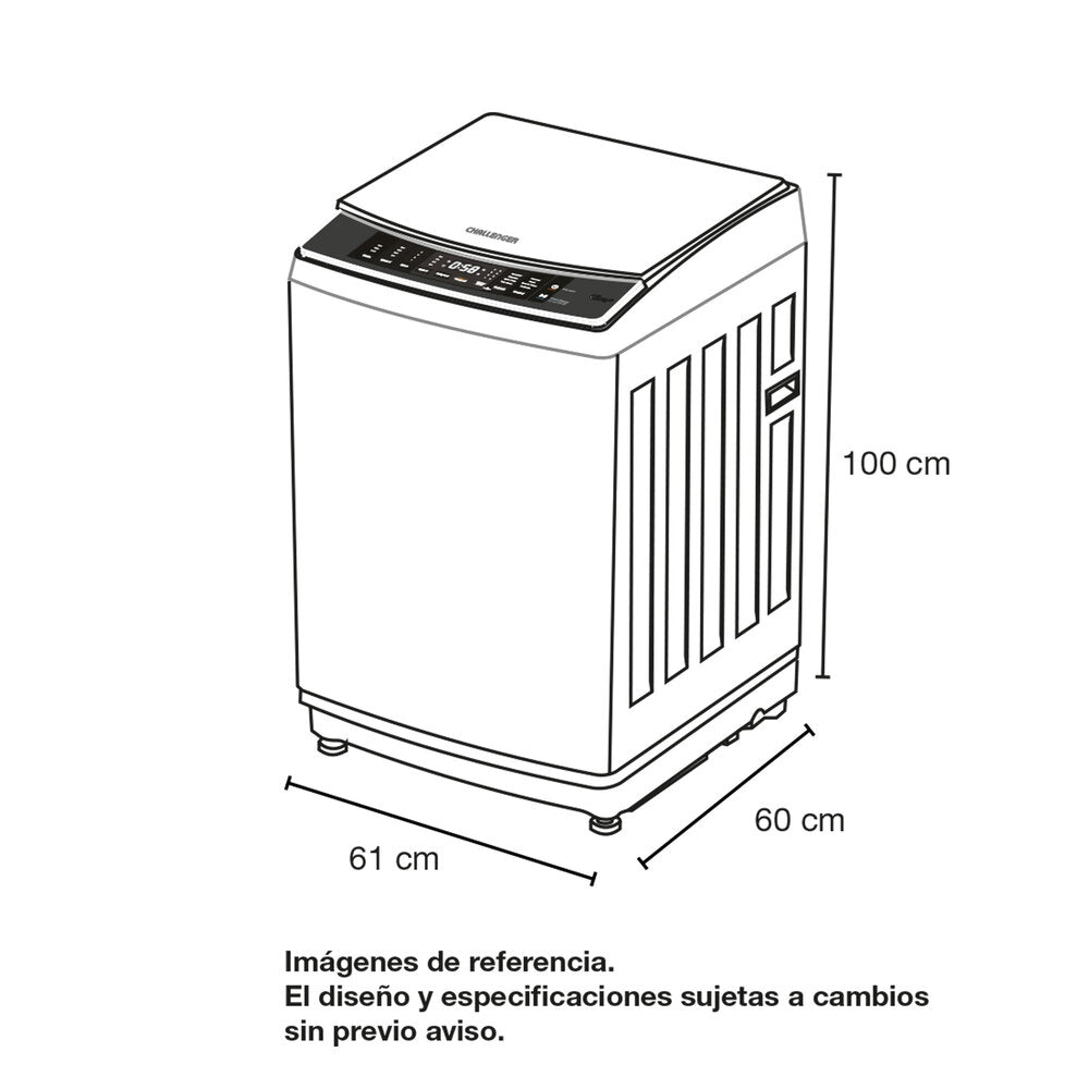 Lavadora Automática 15 Kg - De 33 Lb Challenger, Color Gris