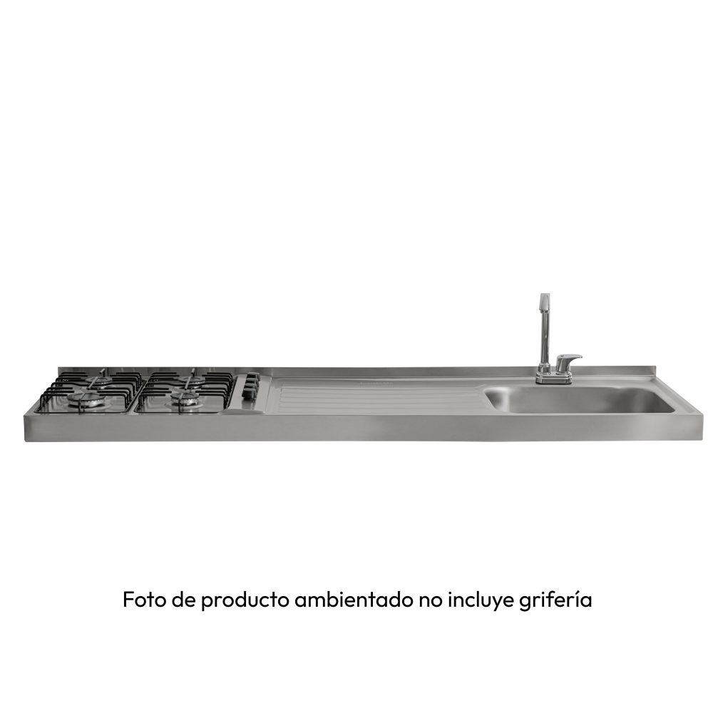 Mesón En Acero Inoxidable Challenger, Lavaplatos Derecho de 150 cm