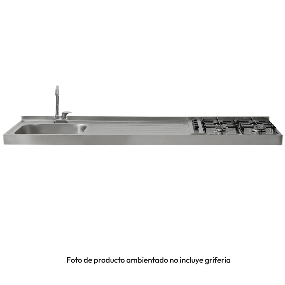 Mesón En Acero Inoxidable Challenger, Lavaplatos Izquierda De 180 cm