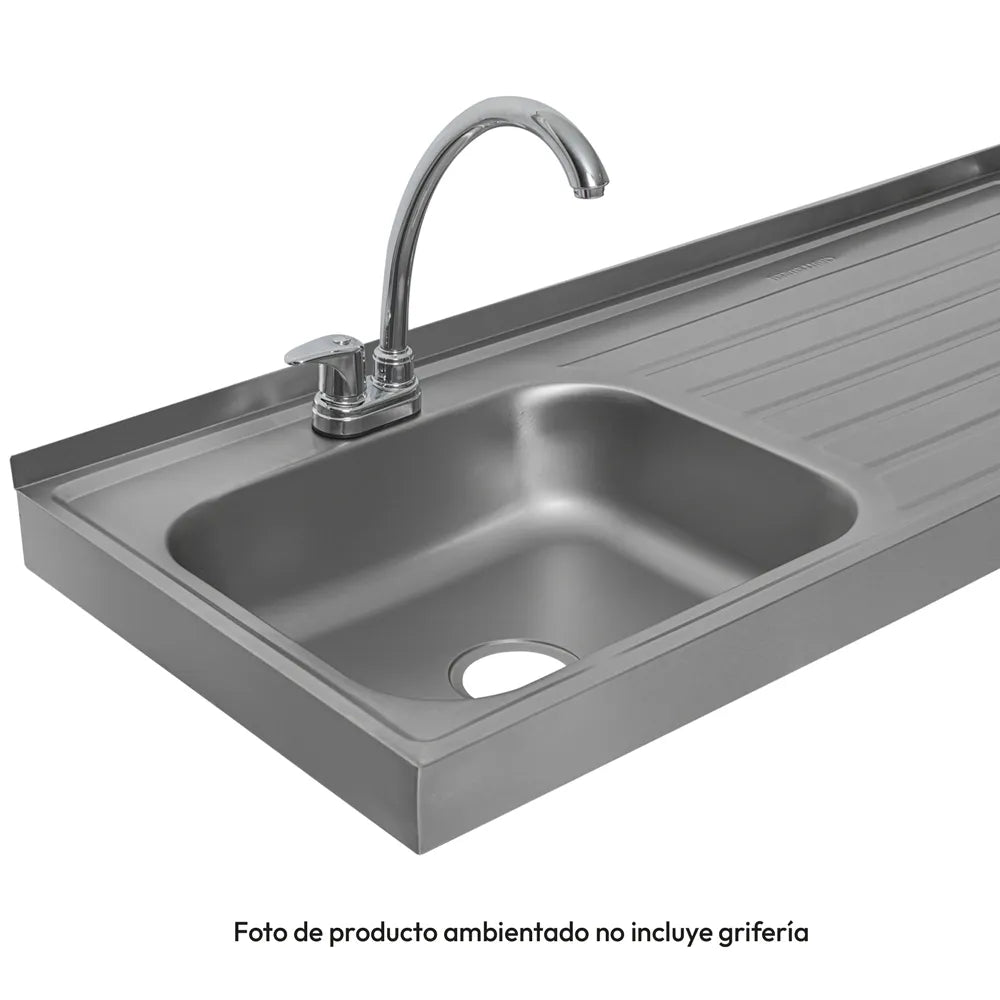 Mesón En Acero Inoxidable Challenger, Lavaplatos Izquierda De 180 cm