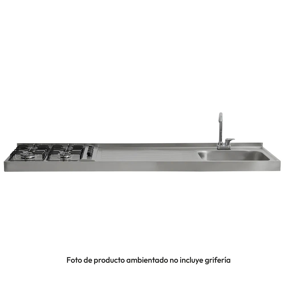 Mesón En Acero Inoxidable Challenger, Lavaplatos Derecho De 180 cm