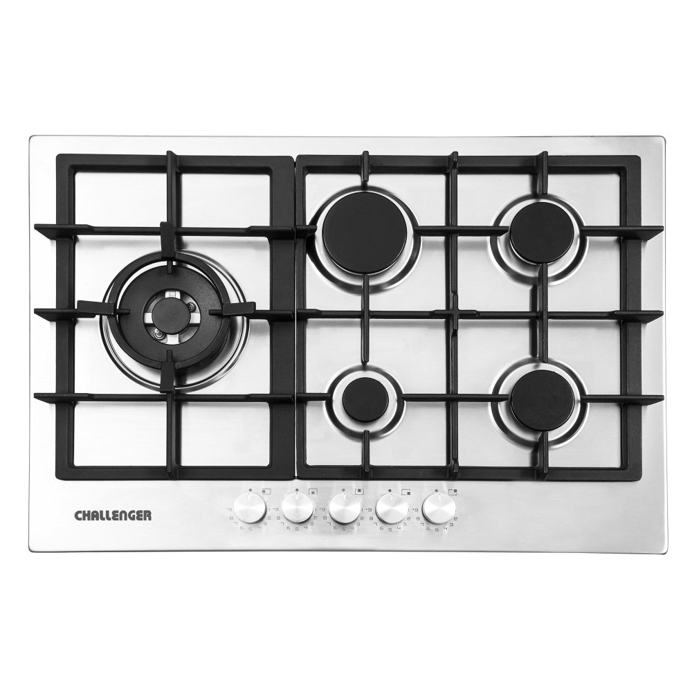 Estufa De Empotrar Challenger  5 Puestos Gas Natural, Plateado