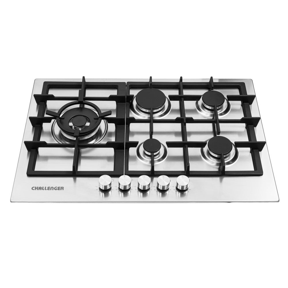Estufa De Empotrar Challenger  5 Puestos Gas Natural, Plateado