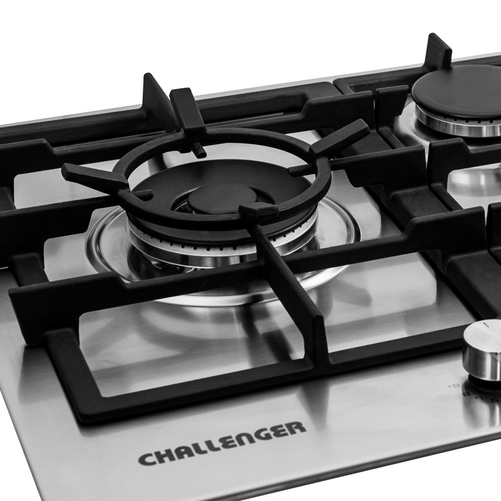 Estufa De Empotrar Challenger  5 Puestos Gas Natural, Plateado