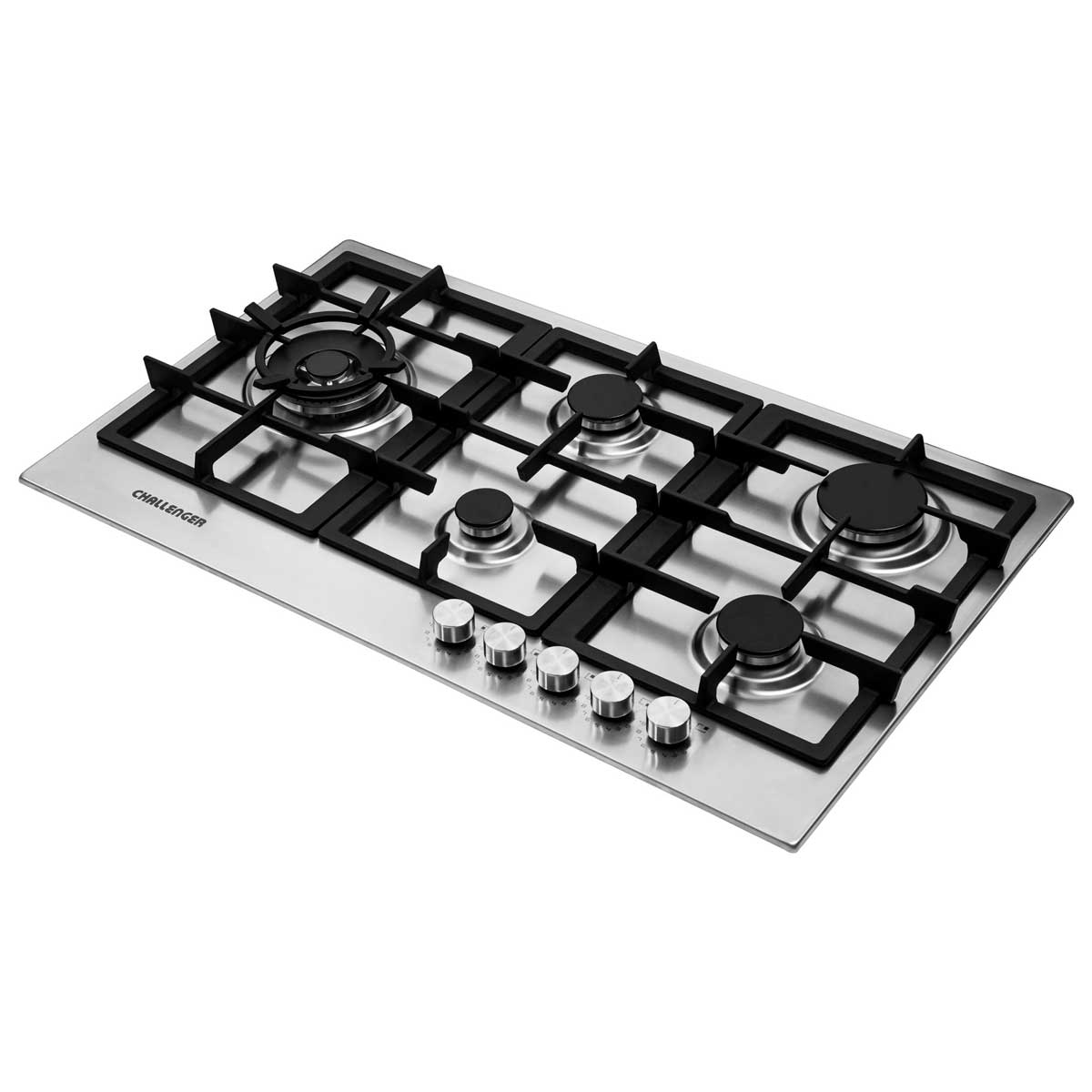 Estufa De Empotrar Challenger 5 Puestos Gas Natural, Plateado