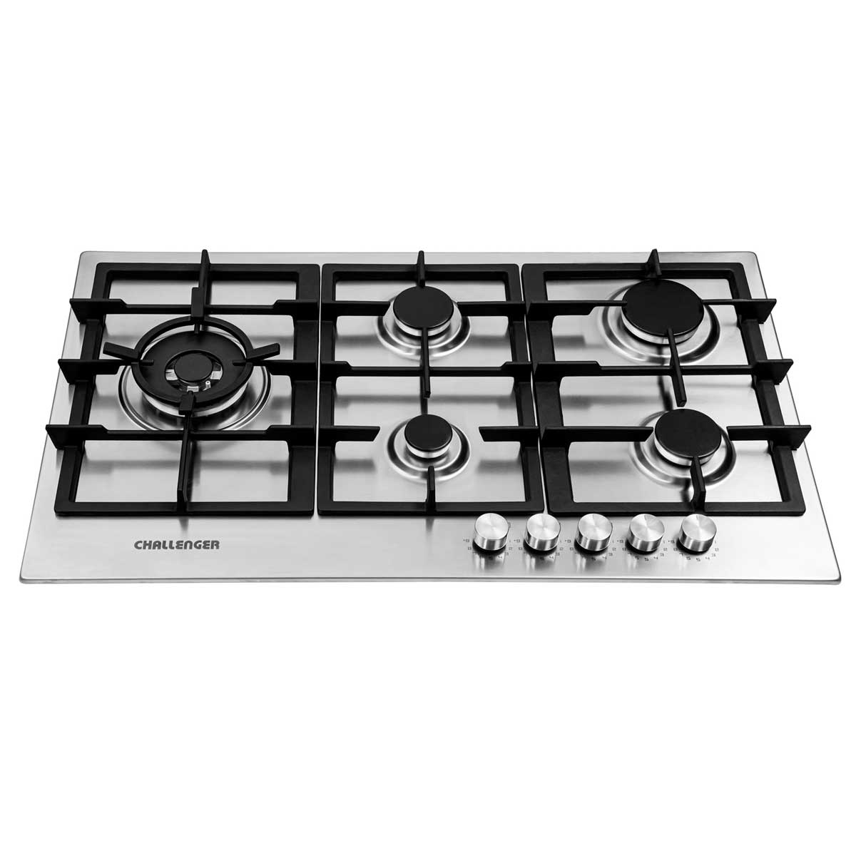 Estufa De Empotrar Challenger 5 Puestos Gas Natural, Plateado