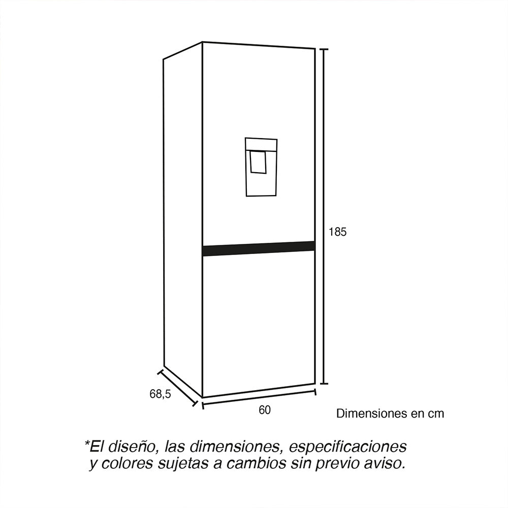 Nevera No Frost Bottom Freezer  325 Lts Challenger, Color Gris
